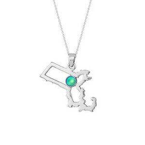 Massachusetts Pendant Sterling Silver Crystal Jewelry